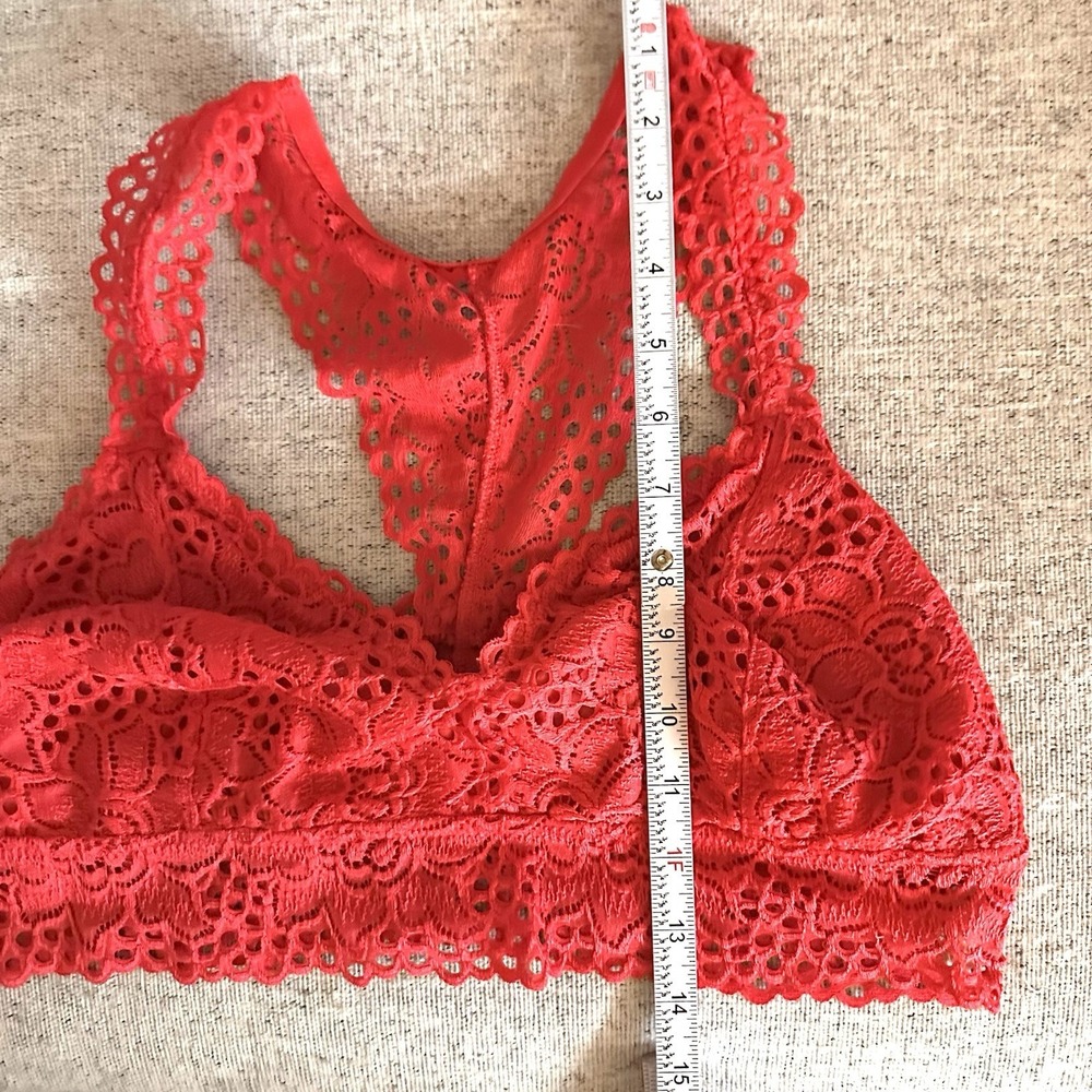 Aerie Racerback Eyelet Lace Bralette XL Red‎ Chilli Endless Lace - Picture 9 of 9